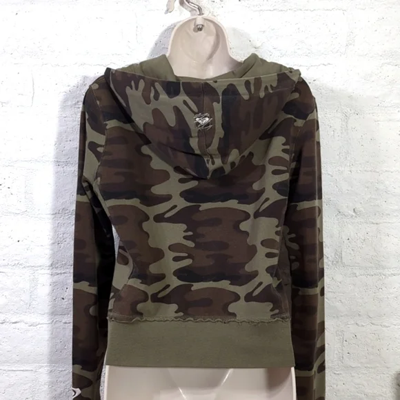 Y2K Roxy Camo Hoodie Jacket Medium - Picture 5 of 9